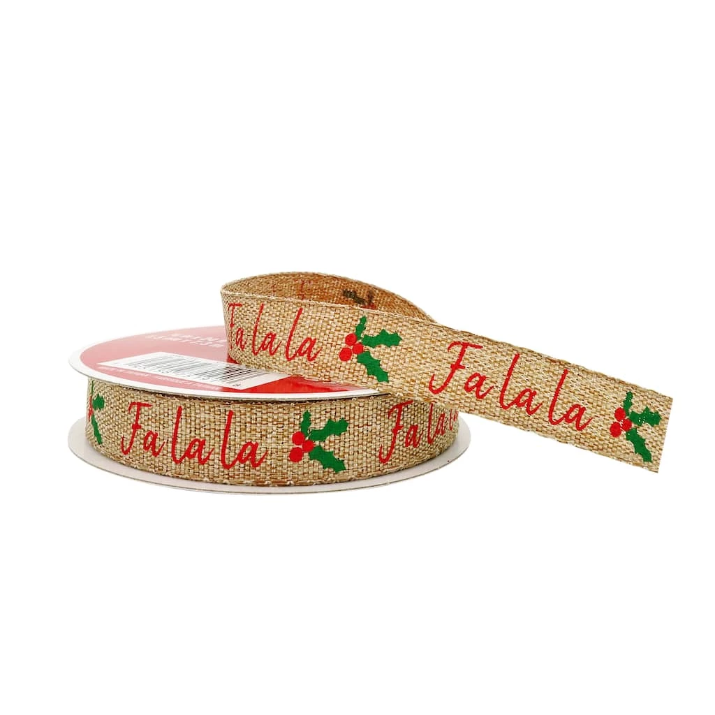 Flash Sale ๐ 5/8" x 24ft. Faux Linen Fa La La Ribbon by Celebrate It™ ๐ Christmas ๐ 2 Flash Sale ๐ 5/8" x 24ft. Faux Linen Fa La La Ribbon by Celebrate It™ ๐ Christmas ๐ - Image 2