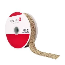 Top 10 ⌛ 7/8" x 24ft. Faux Linen Wired Metallic Ribbon by Celebrate It™ 🔔 Christmas ✨