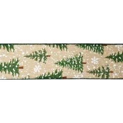 Budget 🎉 2.5" x 20ft. Faux Linen Wired Snow & Trees Ribbon by Celebrate It™ 🔔 Christmas ✨ -Celebrate It Sales Shop 10696130 3