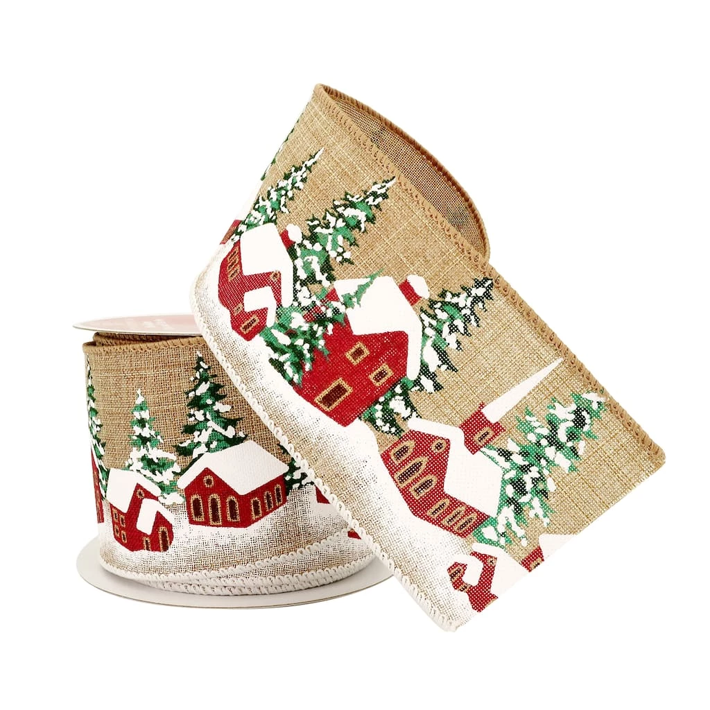 Top 10 ⭐ 2.5" x 20ft. Faux Linen Wired Cottage Ribbon by Celebrate It™ 🎄 Christmas 🎁 2 Top 10 ⭐ 2.5" x 20ft. Faux Linen Wired Cottage Ribbon by Celebrate It™ 🎄 Christmas 🎁 - Image 2