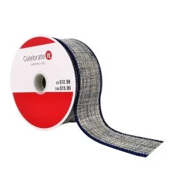 Flash Sale 😉 1.5" x 25ft. Metallic Faux Linen Wired Ribbon by Celebrate It™ 🎄 Christmas ✔️