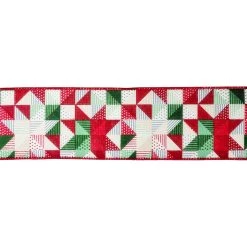 Hot Sale 🔔 2.5" x 20ft. Faux Linen Wired Quilt Pattern Ribbon by Celebrate It™ 🎅 Christmas 🤩 -Celebrate It Sales Shop 10696138 3