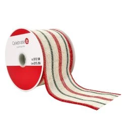 Top 10 😀 2.5" x 20ft. Faux Cotton Wired Stripes Ribbon by Celebrate It™ 🔔 Christmas 🧨