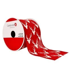 Coupon 🎁 2.5" x 20ft. Faux Linen Wired Antlers Ribbon by Celebrate It™ ❄ Christmas 🤩