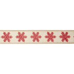 Buy ⭐ 1.5" x 30ft. Faux Linen Wired Snowflakes Ribbon by Celebrate It™ 🎁 Christmas 😉 -Celebrate It Sales Shop 10696184 3