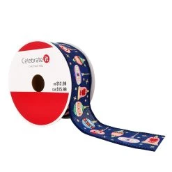 New 🧨 1.5" x 30ft. Faux Linen Wired Ornaments Ribbon by Celebrate It™ 🎄 Christmas 😍