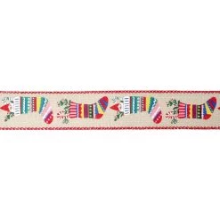 Hot Sale 🌟 1.5" x 30ft. Faux Linen Wired Stockings Ribbon by Celebrate It™ 🎄 Christmas ⌛ -Celebrate It Sales Shop 10696191 3