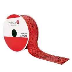 Deals 😀 1.5" x 30ft. Taffeta Wired Chunky Glitter Ribbon by Celebrate It™ 🎄 Christmas ❤️