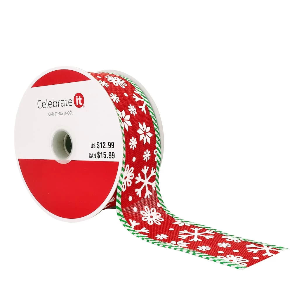 Best deal ๐ 1.5" x 30ft. Faux Linen Wired Snowflakes Ribbon by Celebrate It™ ๐ Christmas ๐ 1 Best deal ๐ 1.5" x 30ft. Faux Linen Wired Snowflakes Ribbon by Celebrate It™ ๐ Christmas ๐