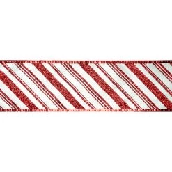 Discount 🎉 2.5" x 20ft. Taffeta Wired Slant Stripes Ribbon by Celebrate It™ 🔔 Christmas 🎁 -Celebrate It Sales Shop 10696268 3