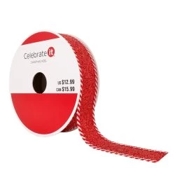 Promo 🤩 7/8" x 24ft. Taffeta Glitter Ribbon by Celebrate It™ 🎄 Christmas 😍