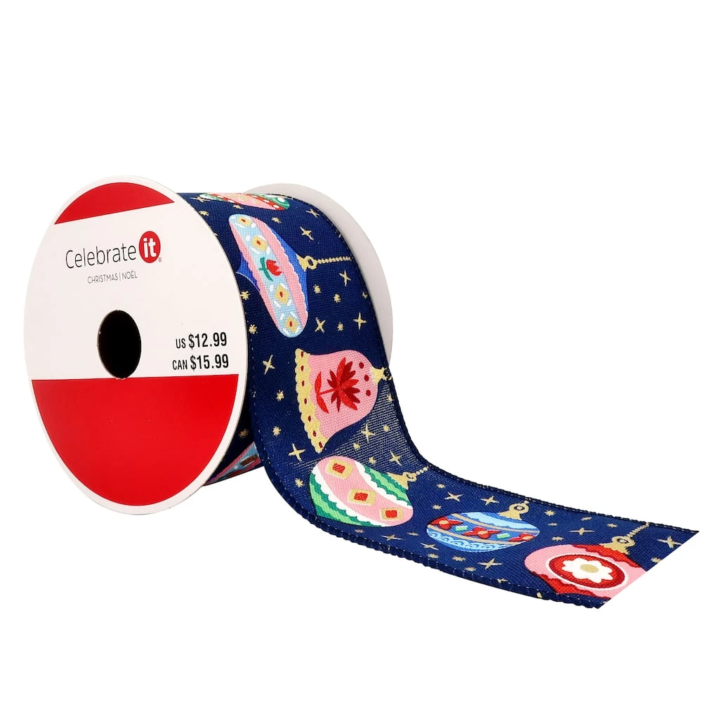 Wholesale ๐ 2.5" x 20ft. Faux Linen Wired Ornaments Ribbon by Celebrate It™ ๐ Christmas โจ 1 Wholesale ๐ 2.5" x 20ft. Faux Linen Wired Ornaments Ribbon by Celebrate It™ ๐ Christmas โจ