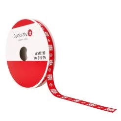New 🔥 3/8" x 30ft. Grosgrain Snowflake Ribbon by Celebrate It™ 🎄 Christmas 😉