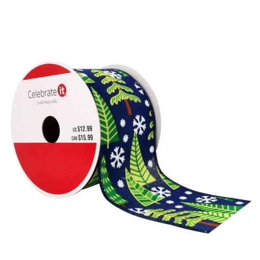 Best Pirce 🎉 2.5" x 20ft. Faux Linen Wired Tree Ribbon by Celebrate It™ 🎄 Christmas 🎉 -Celebrate It Sales Shop 10696298 1