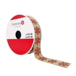 Best reviews of ⭐ 7/8" x 24ft. Faux Linen Snowflake Ribbon by Celebrate It™ 🔔 Christmas 🧨