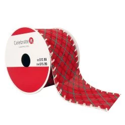 Best Pirce ⌛ 2.5" x 20ft. Faux Linen Wired Windowpane Ribbon by Celebrate It™ 🔔 Christmas ✨