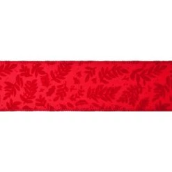 Buy 🔔 2.5" x 20ft. Faux Linen Wired Flocked Pattern Ribbon by Celebrate It® 🎄 Christmas 😍 -Celebrate It Sales Shop 10696309 3