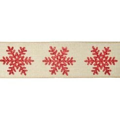 New 🔥 2.5" x 20ft. Faux Linen Wired Snowflake Ribbon by Celebrate It® 🎄 Christmas ✔️ -Celebrate It Sales Shop 10696315 3