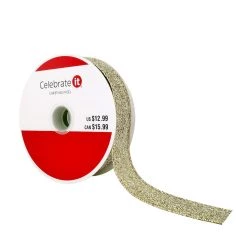 Flash Sale 👍 7/8" x 24ft. Sheer Wired Glitter Ribbon by Celebrate It® 🎁 Christmas 🛒