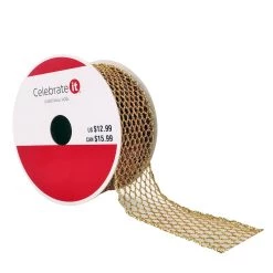 Outlet 🎁 1.5" x 25ft. Wired Mesh Ribbon by Celebrate It® 🎄 Christmas 👍