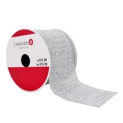 Cheapest 🥰 2.5" x 20ft. Wired Tinsel Fabric Ribbon by Celebrate It® 🎅 Christmas ⌛