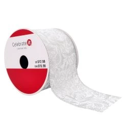 Flash Sale ❤️ 2.5" x 20ft. Faux Linen Foil Wired Ribbon by Celebrate It® 🔔 Christmas 😉
