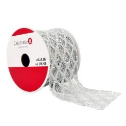 Deals 👍 2.5" x 18ft. Glitter Wired Mesh Ribbon by Celebrate It® 🎄 Christmas 🌟