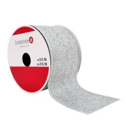 Coupon 🛒 2.5" x 20ft. Sheer Metallic Wired Glitter Ribbon by Celebrate It® 🔔 Christmas 👏