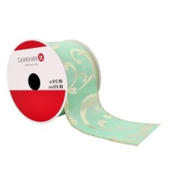 Cheapest 🧨 2.5" x 20ft. Taffeta Foil Wired Fern Ribbon by Celebrate It® 🔔 Christmas 😍