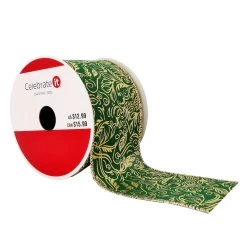 New 😍 2.5" x 20ft. Faux Linen Wired Swirl Ribbon by Celebrate It® 🔔 Christmas ✨