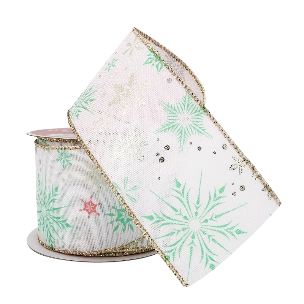 Wholesale π 2.5" x 20ft. Taffeta Foil Wired Snowflake Ribbon by Celebrate It® π Christmas π 2 Wholesale π 2.5" x 20ft. Taffeta Foil Wired Snowflake Ribbon by Celebrate It® π Christmas π - Image 2