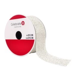 Coupon 🌟 1.5" x 30ft. Faux Linen Wired Dots Ribbon by Celebrate It® 🎅 Christmas 👏