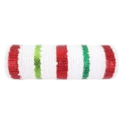 Best Pirce 😀 9.5" x 18ft. Pom Pom Stripe Mesh by Celebrate It® 🔔 Christmas ⌛