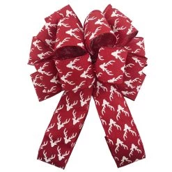 Discount 🤩 20.5" Red & White Deer 🎅 Christmas Décor Bow by Celebrate It® 😍