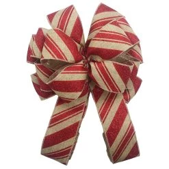 Wholesale 😍 20.5" 🍬 Candy Cane Burlap 🎁 Christmas Décor Bow by Celebrate It® 😉