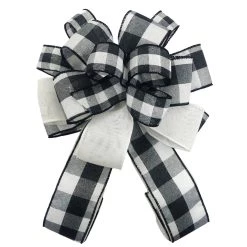 Cheap ✔️ 20.5" White & Black Buffalo Check 🎄 Christmas Décor Bow by Celebrate It® 😉