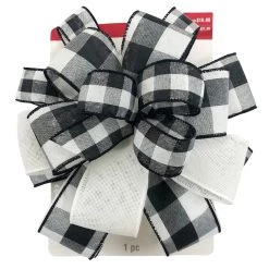 Cheap ✔️ 20.5" White & Black Buffalo Check 🎄 Christmas Décor Bow by Celebrate It® 😉 -Celebrate It Sales Shop 10697613 5