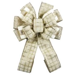 Outlet 🎁 20.5" Glittery Gold Plaid 🎅 Christmas Décor Bow by Celebrate It® ✨