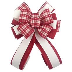 Brand new ✨ 20.5" Bright Red & White Plaid 🎄 Christmas Décor Bow by Celebrate It® 🧨