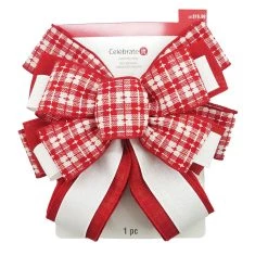 Brand new ✨ 20.5" Bright Red & White Plaid 🎄 Christmas Décor Bow by Celebrate It® 🧨 -Celebrate It Sales Shop 10697619 6