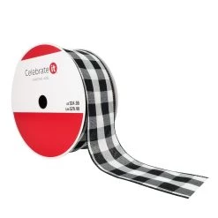 Discount 👏 2.5" x 80ft. Wired Buffalo Check Ribbon by Celebrate It® 🔔 Christmas 💯