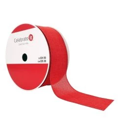Budget 🎉 2.5" x 80ft. Faux Linen Wired Ribbon by Celebrate It® ❄ Christmas 🧨