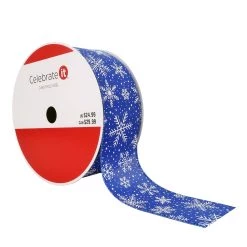 Hot Sale 🎁 2.5" x 80ft. Taffeta Wired Snowflake Ribbon by Celebrate It® 🎄 Christmas 🌟