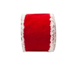 Best Sale ❤️ 3.5'' x 25 ft. Red Velvet Ribbon with Fur Edge by Celebrate It® ✔️ -Celebrate It Sales Shop 10697866 2