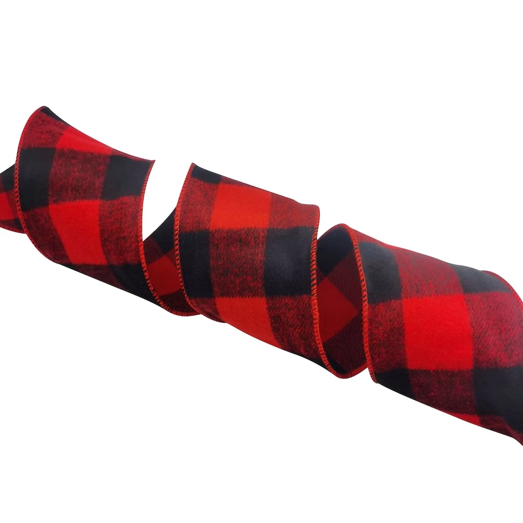 New ๐ 3.5'' x 25 ft. Red and Black Buffalo Checkered Flannel Ribbon by Celebrate It® ๐ 4 New ๐ 3.5'' x 25 ft. Red and Black Buffalo Checkered Flannel Ribbon by Celebrate It® ๐ - Image 4