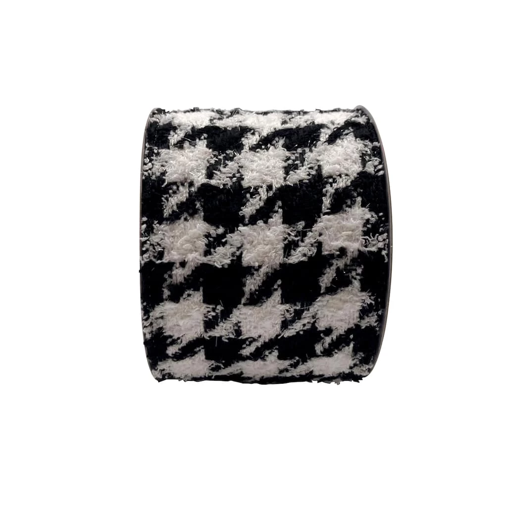 Outlet 🎁 3.5'' x 9 ft. Black and White Houndstooth Ribbon by Celebrate It® 💯 2 Outlet 🎁 3.5'' x 9 ft. Black and White Houndstooth Ribbon by Celebrate It® 💯 - Image 2