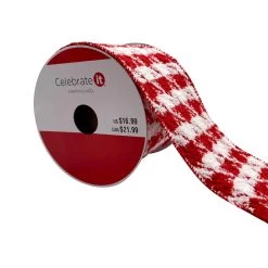 Brand new 😍 3.5'' x 9 ft. Red and White Houndstooth Ribbon by Celebrate It® 😉