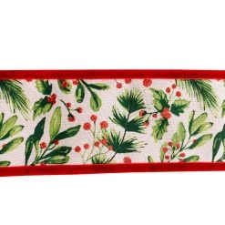 Best deal 😍 3.5'' x 9 ft. Holly Print Ribbon with Velvet Edge by Celebrate It® 🔥 -Celebrate It Sales Shop 10697878 3