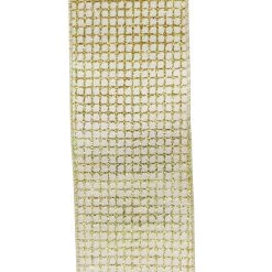 New ⭐ 3.5'' x 15 ft. Ivory and Gold Glitter Net Ribbon by Celebrate It® 🥰 -Celebrate It Sales Shop 10697883 3