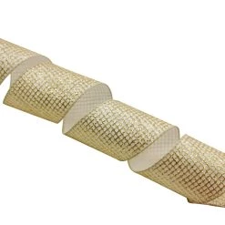 New ⭐ 3.5'' x 15 ft. Ivory and Gold Glitter Net Ribbon by Celebrate It® 🥰 -Celebrate It Sales Shop 10697883 4